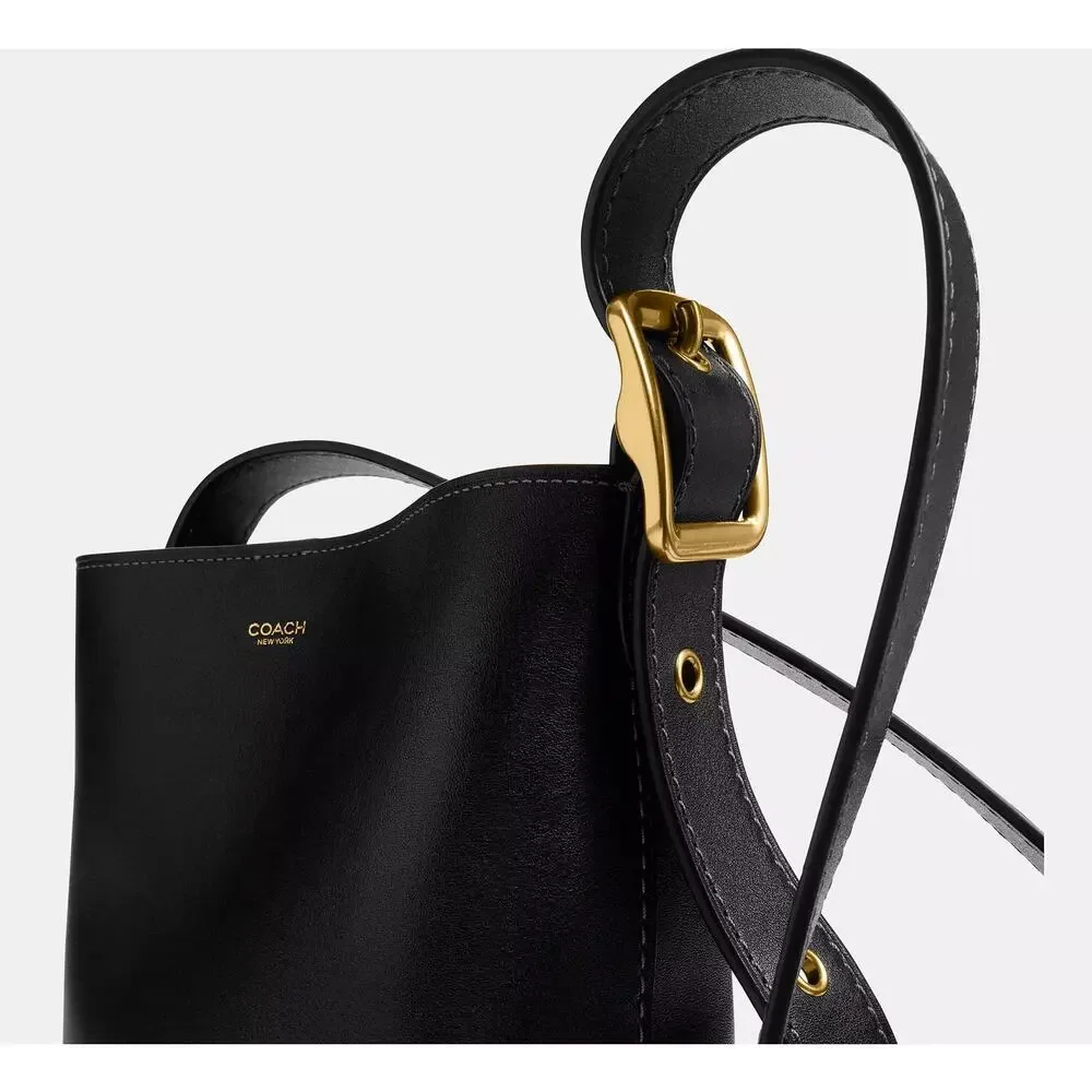 NWT Coach Bleecker Bucket Bag 21 Smooth Leather Black Brass Crossbody CCX07